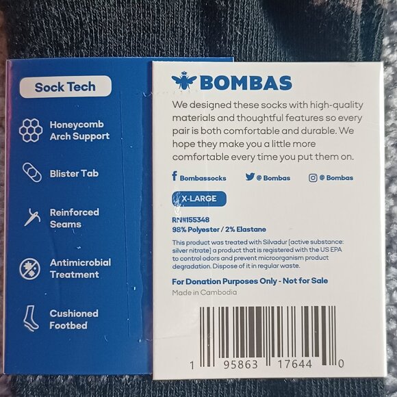 Black Bombas Ankle (Sock Tech) Socks XL (2 Pairs)  ***𝑺𝑶𝑳𝑫*** - Picture 4 of 4